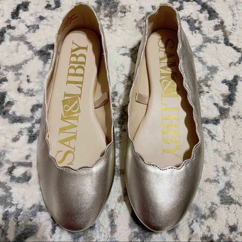 Sam & lily champagne gold scalloped flats